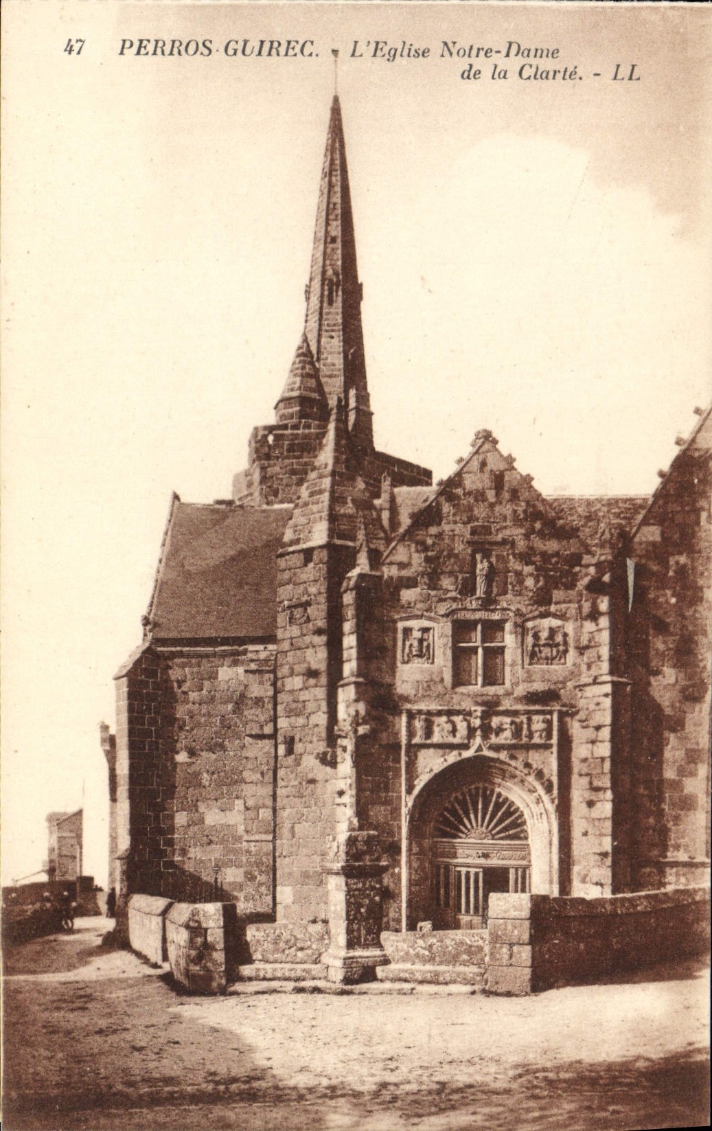 VINTAGE POSTCARD Perros Guirec the Notre Dame Church of Clearness