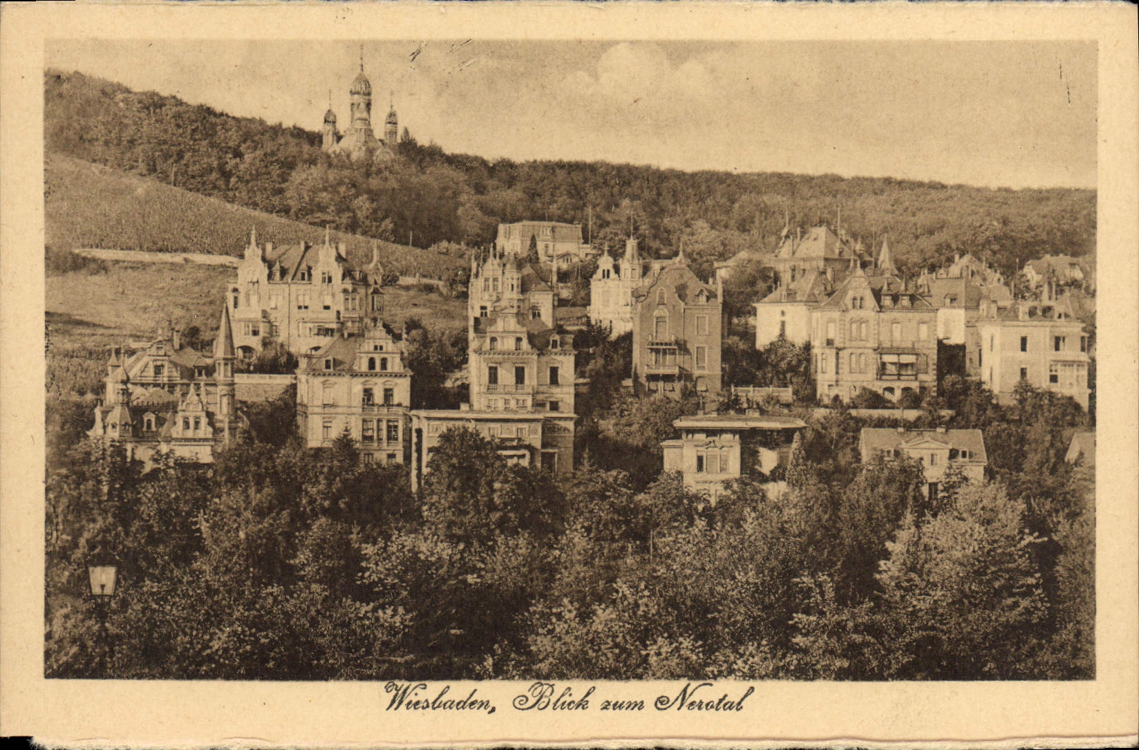 VINTAGE POSTCARD Wiesbaden Blick zum Nerotal