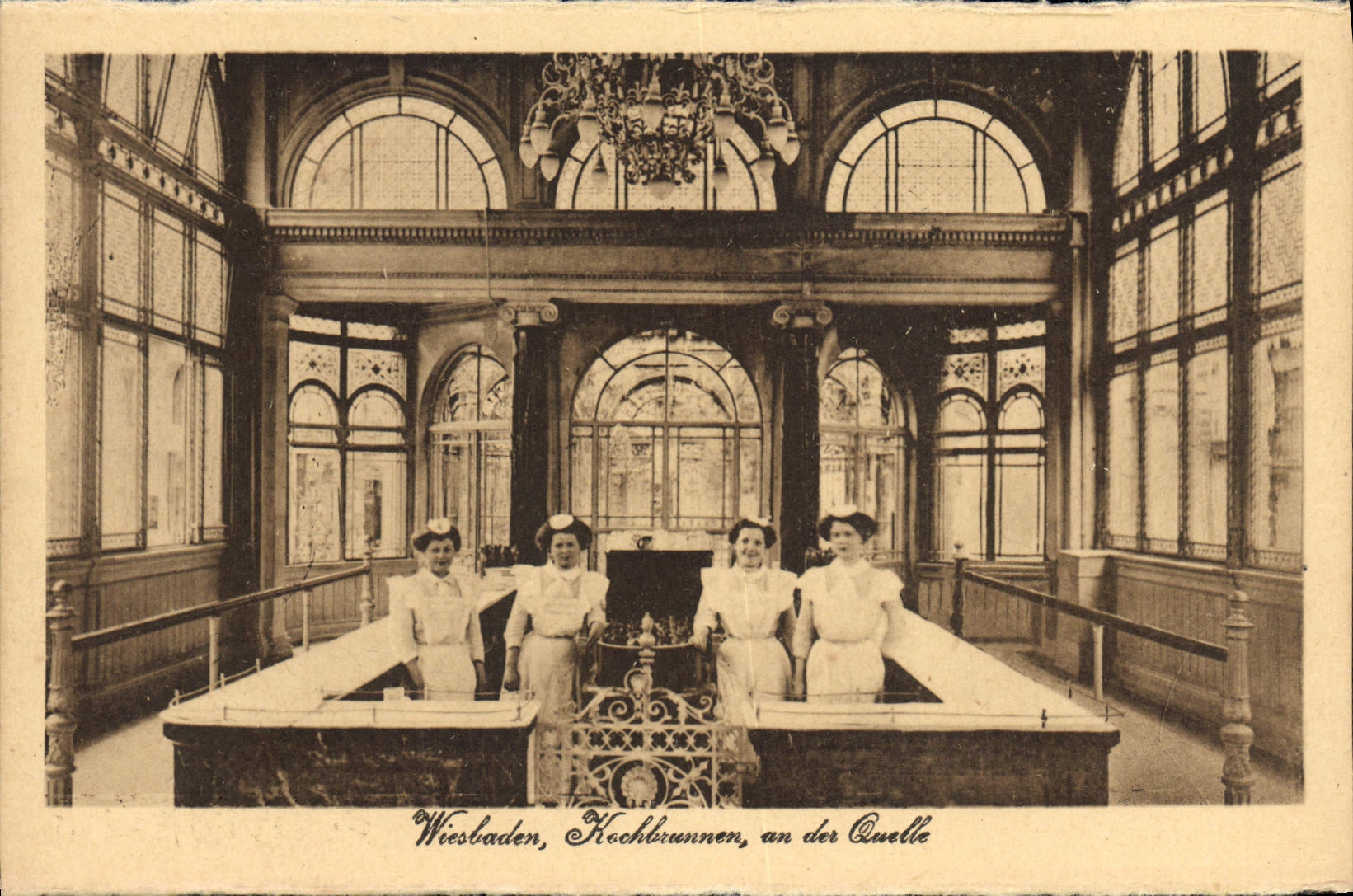 VINTAGE POSTCARD Wiesbaden Kochbrunnen year of Which