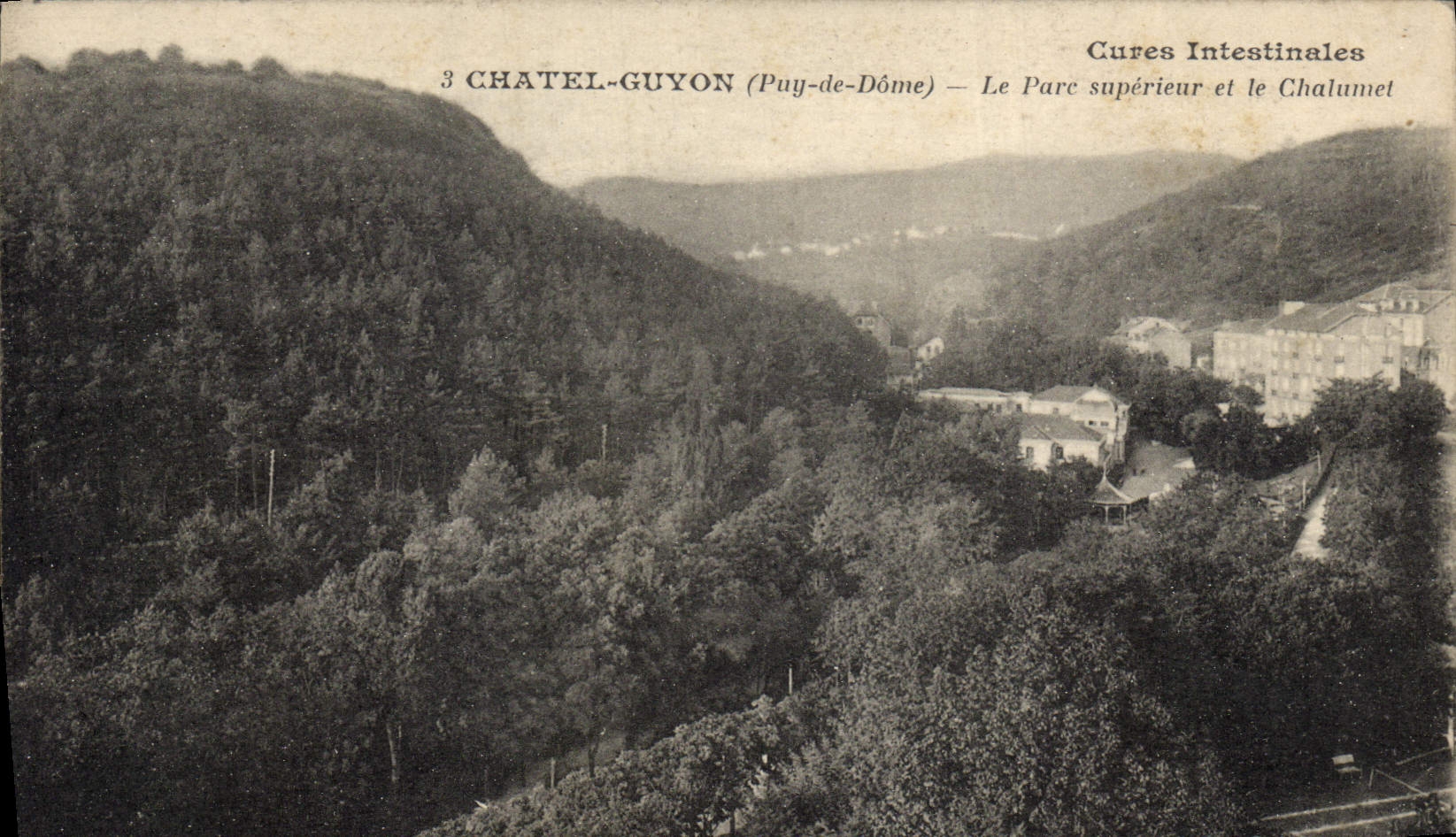 POSTAL Chatel Guyon de la VENDIMIA el parque más alto y la boquilla