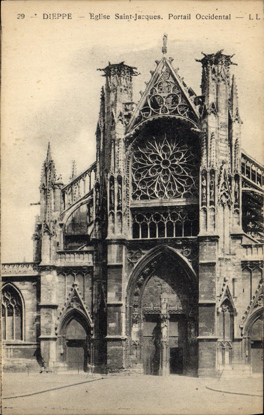 VINTAGE POSTCARD Dieppe Church Saint Jacques Western Gate
