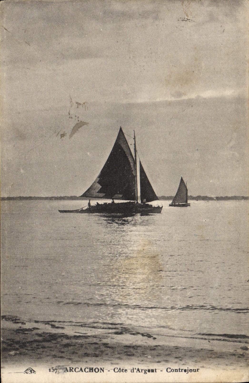 CPA Arcachon Cote d'Argant Contrejour Bateau