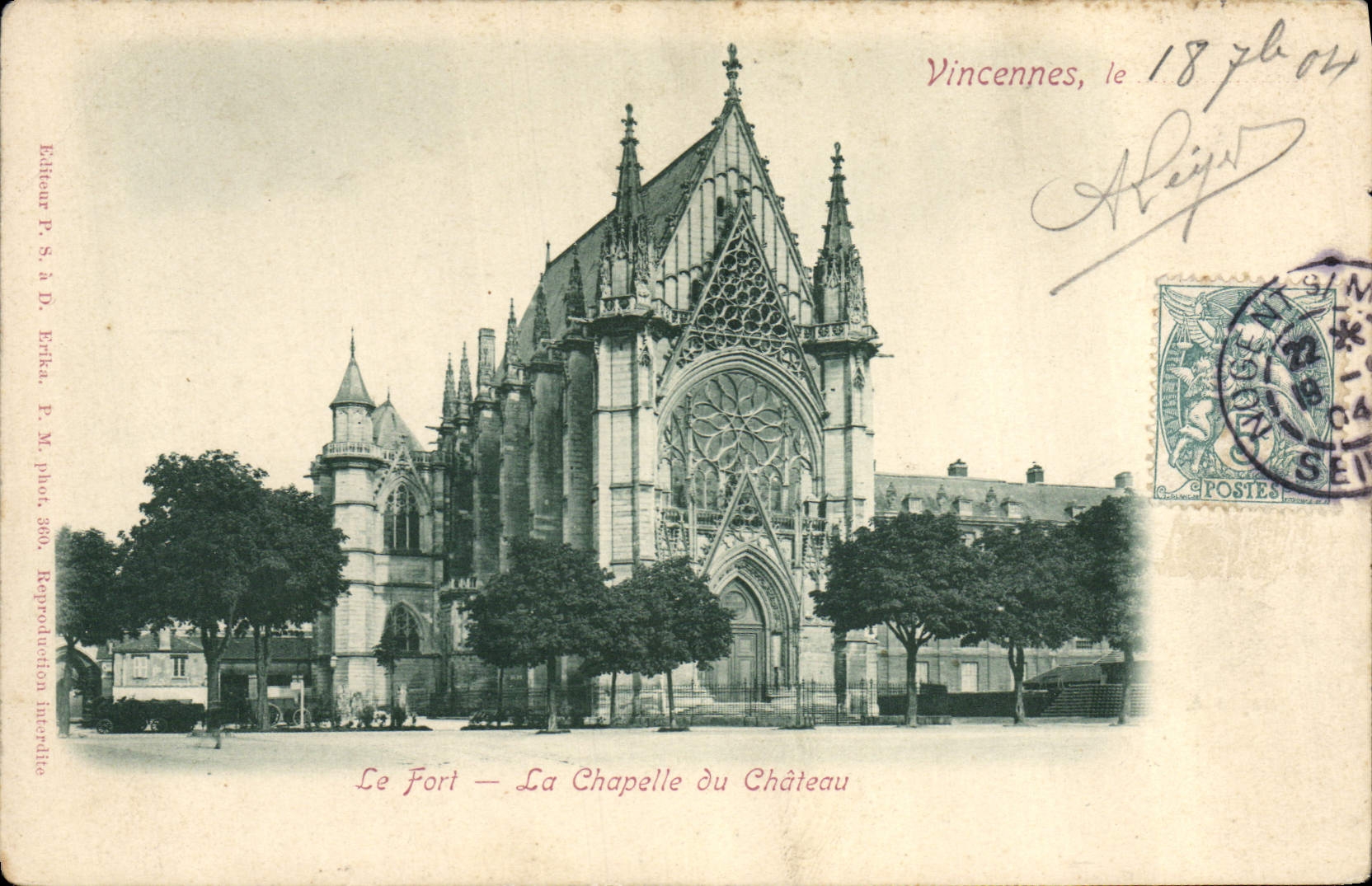 VINTAGE POSTCARD Vincennes the Fort La Chapelle of the Castle