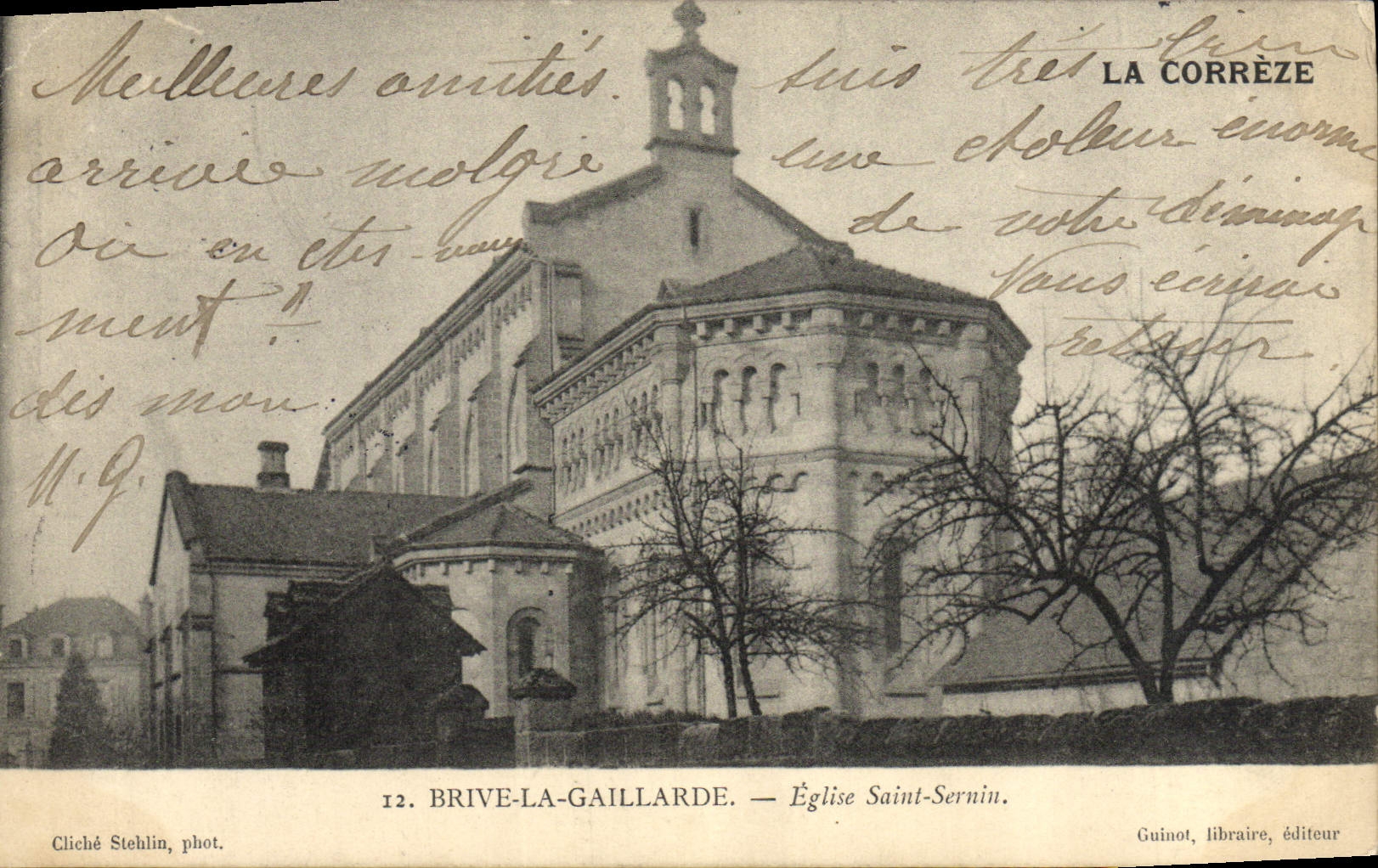 VINTAGE POSTCARD Brive the Strapping woman Church Sernin Saint