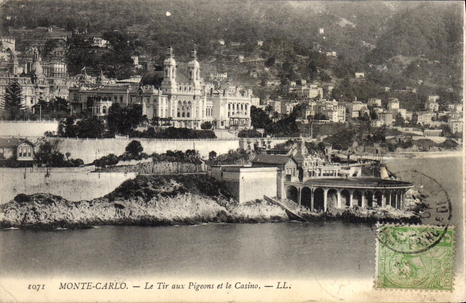 VINTAGE POSTCARD Monte Carlo the Shooting with the Pigeons and the Casino
