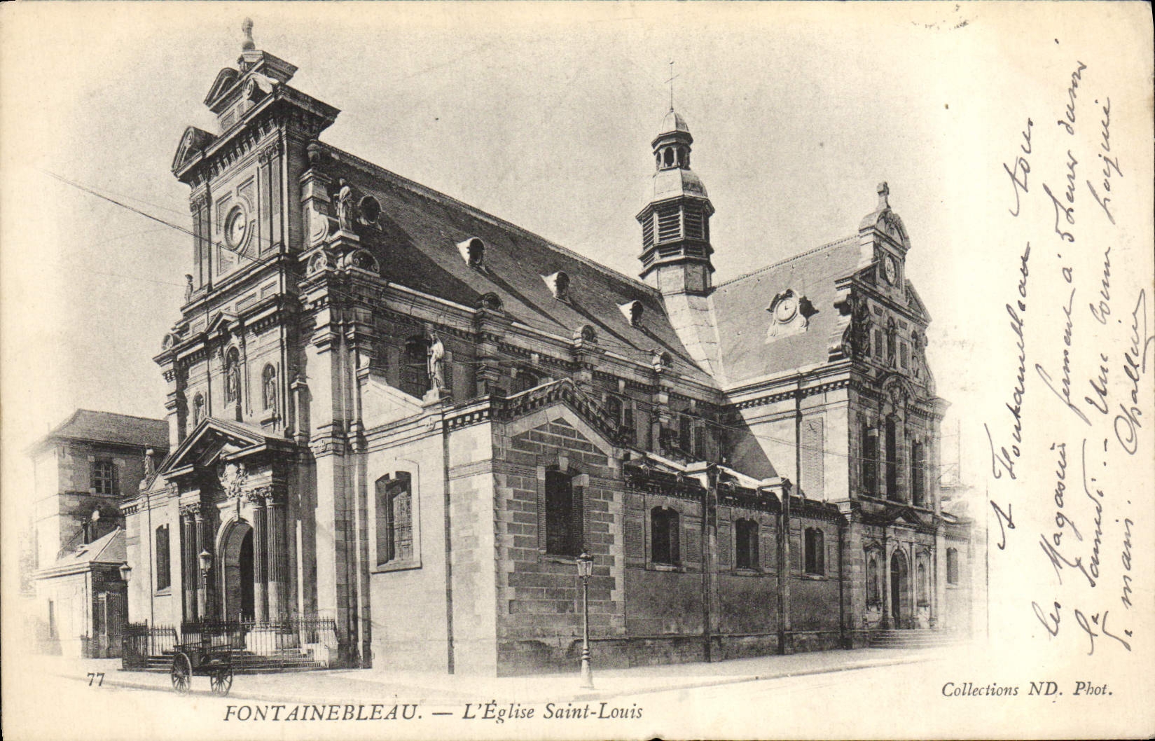 VINTAGE POSTCARD Fontainebleau the Church Saint Louis
