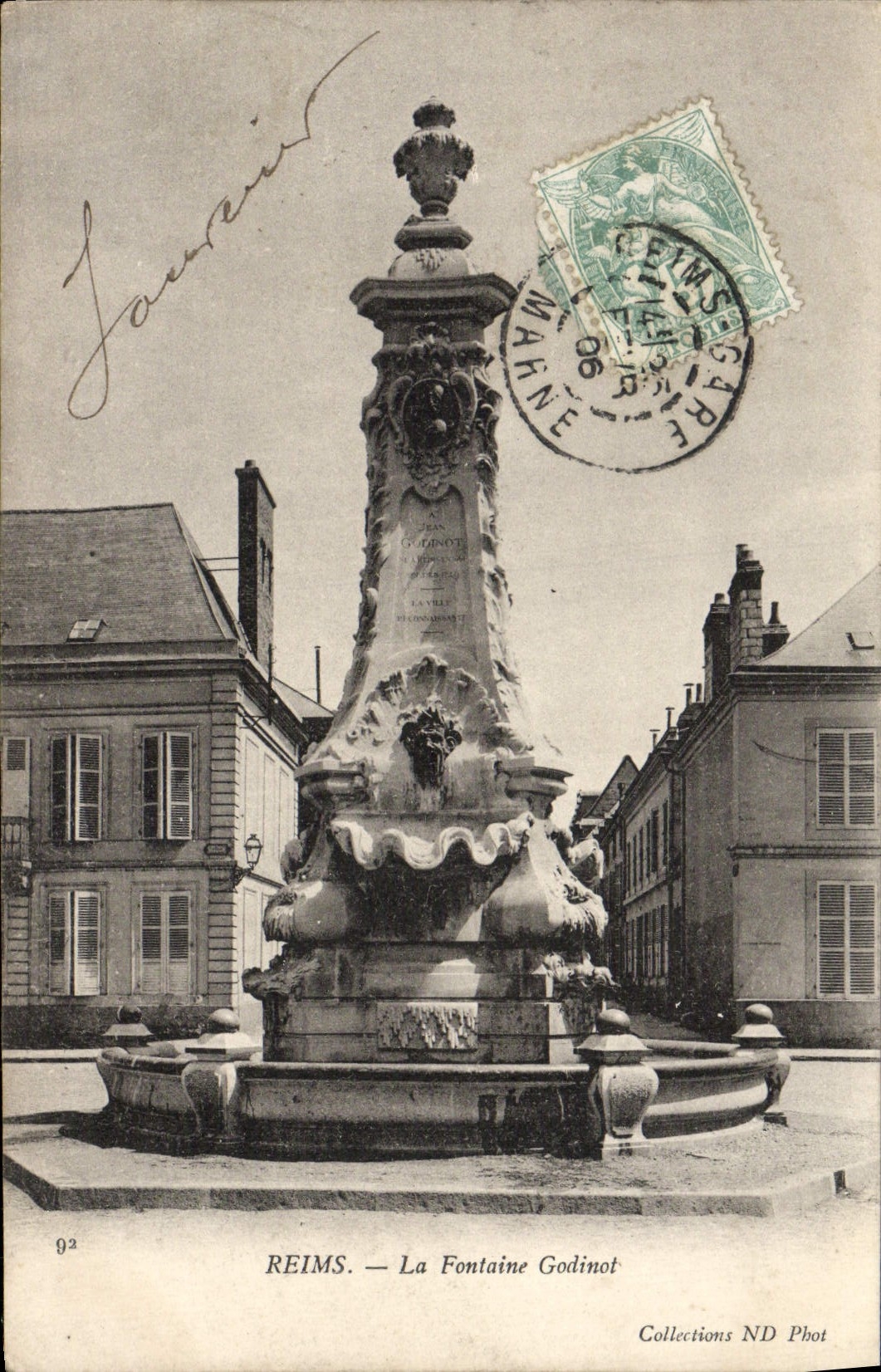 POSTAL Reims de la VENDIMIA la fuente de Godinot