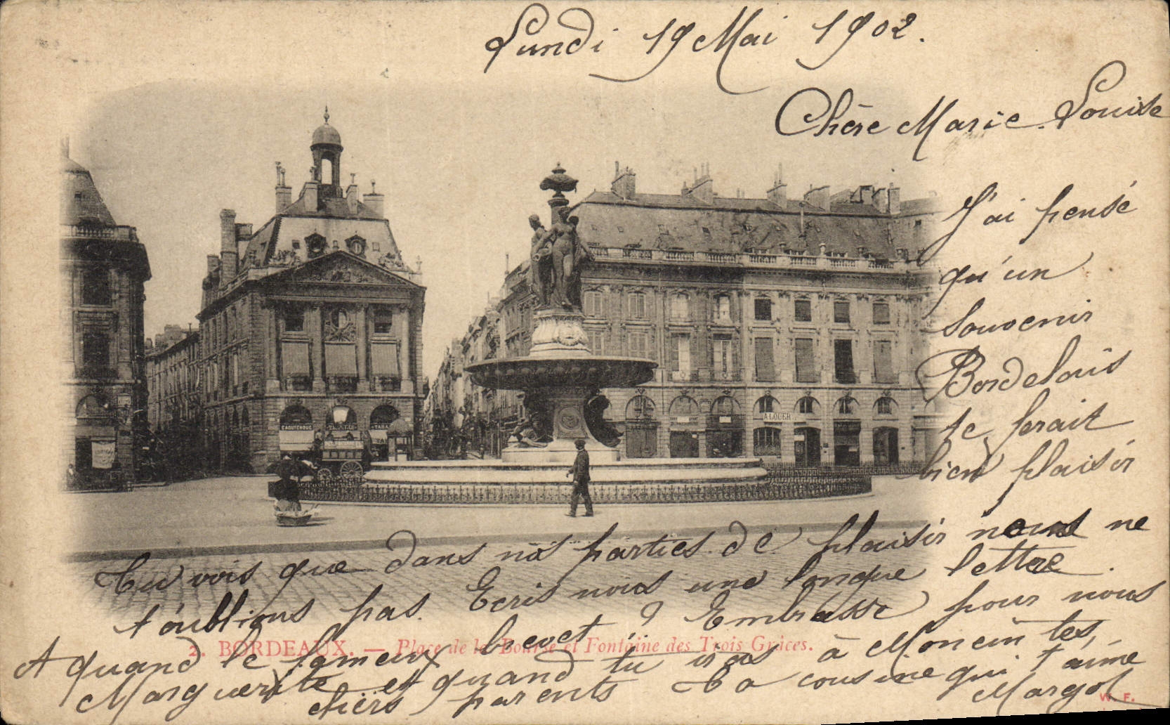 Burdeos de la POSTAL de la VENDIMIA coloca bolsa de acción y la fuente de las tres tolerancias