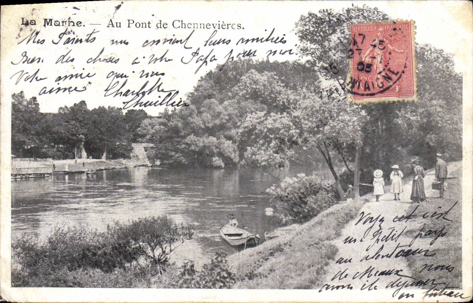 CPA La Marne Au Pont de Chennevieres