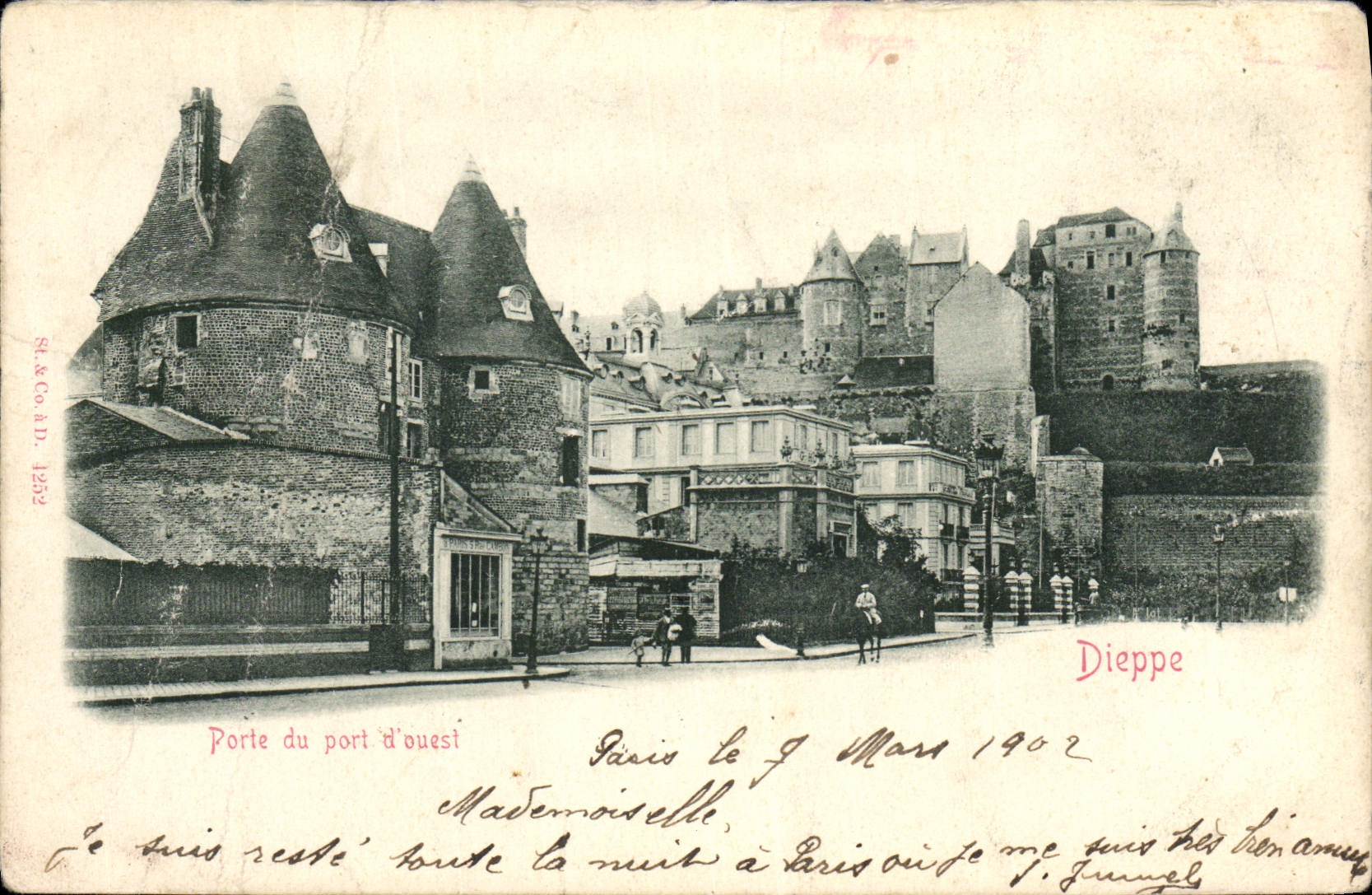 VINTAGE POSTCARD Dieppe Carries Port of West