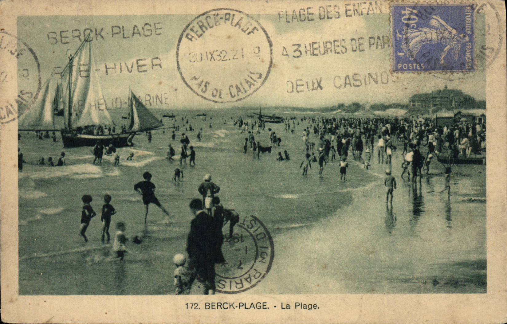 VINTAGE POSTCARD Berck Beach the Beach Boat