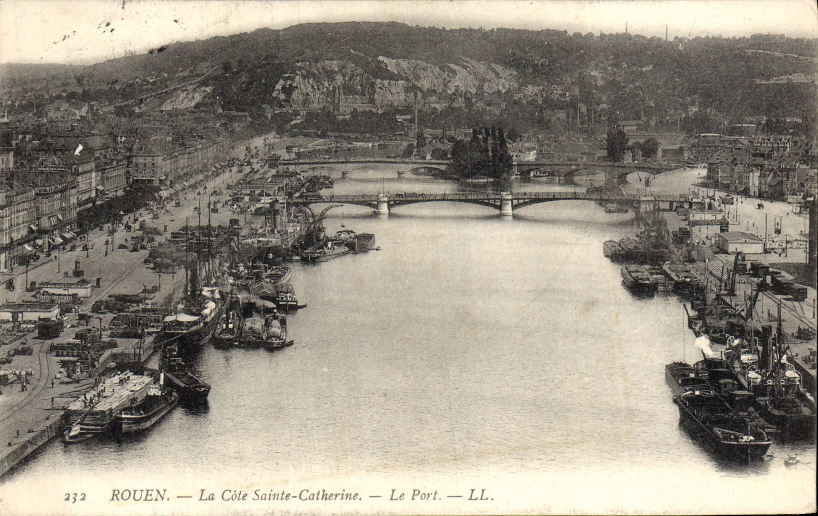 POSTAL Ruán de la VENDIMIA la dimensión Sainte Catherine los barcos portuarios