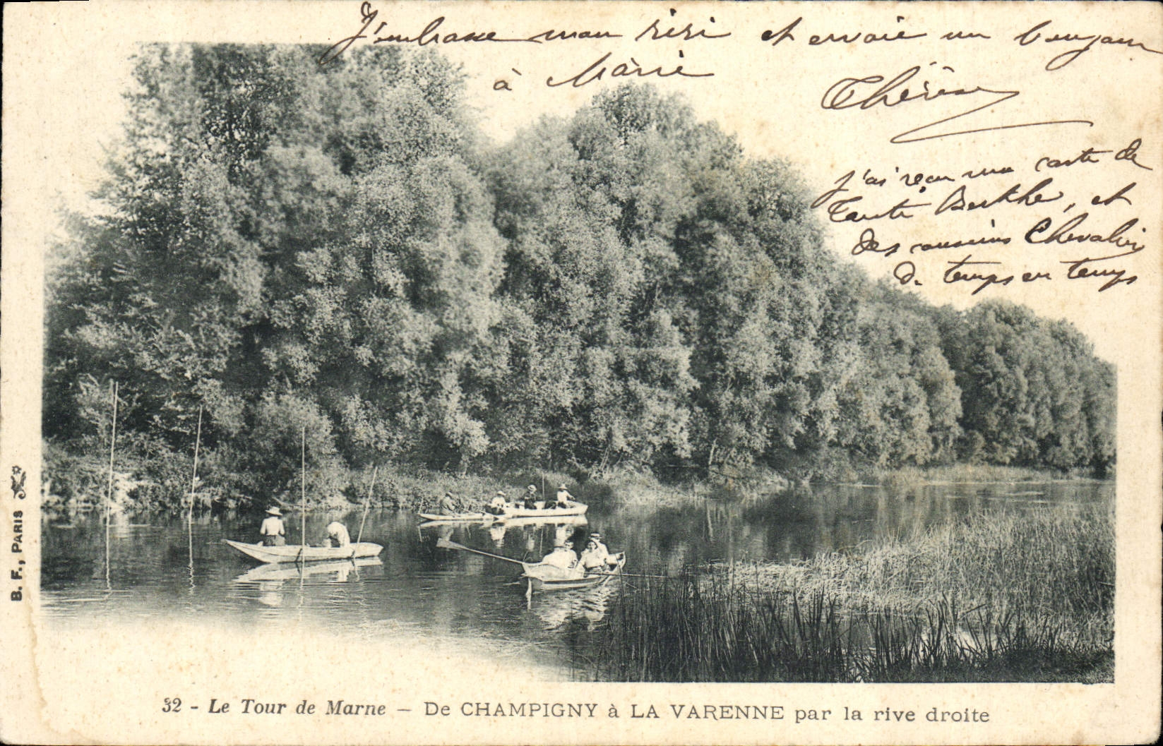 VINTAGE POSTCARD Champigny with the Game preserve By the Right Bank Boats