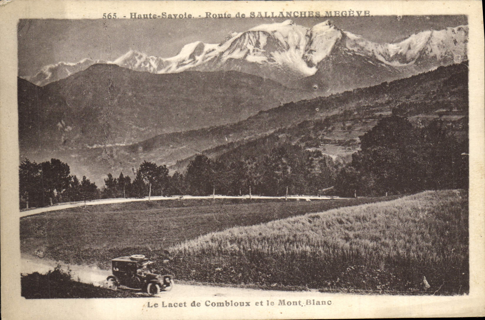 VINTAGE POSTCARD the Lace of Combloux and Mont Blanc Car
