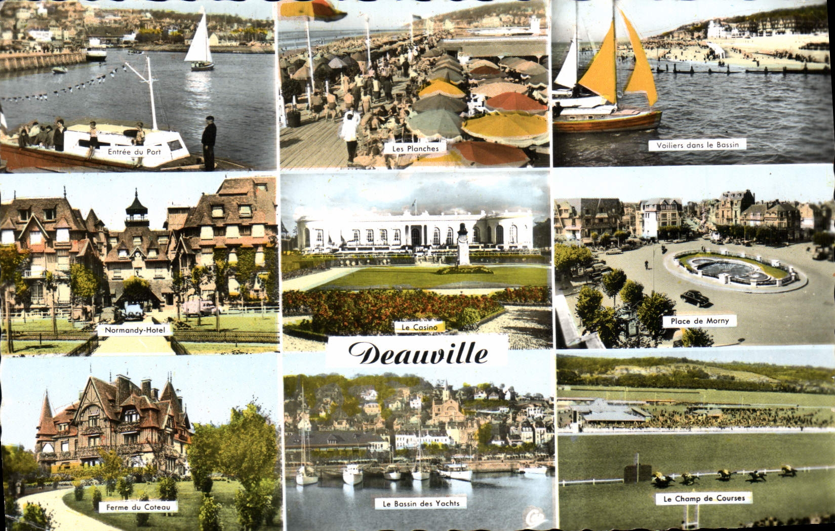 POSTAL MODERNA Deauville entró en de los veleros de los tableros del puerto el hotel de Normandía del lavabo