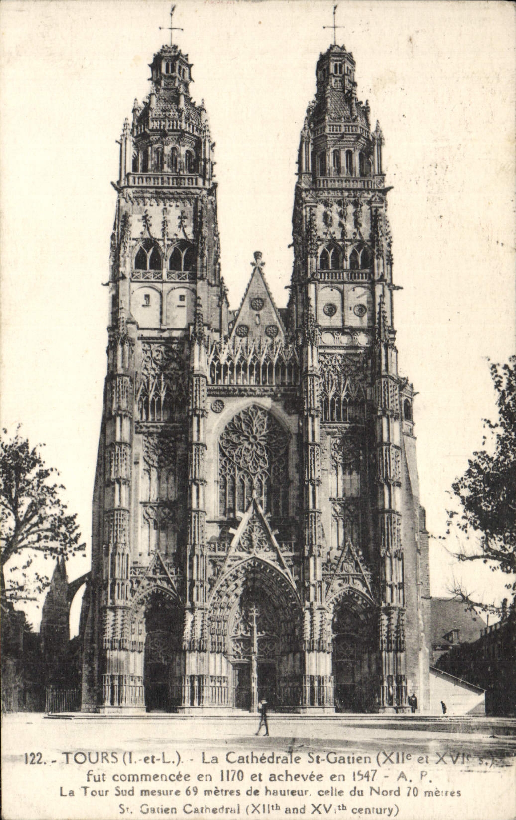 VINTAGE POSTCARD Tours the Cathedral St Gatuen