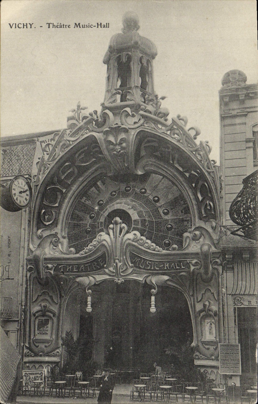 Artes decorativos de teatro de variedades de teatro de Vichy de la POSTAL de la VENDIMIA