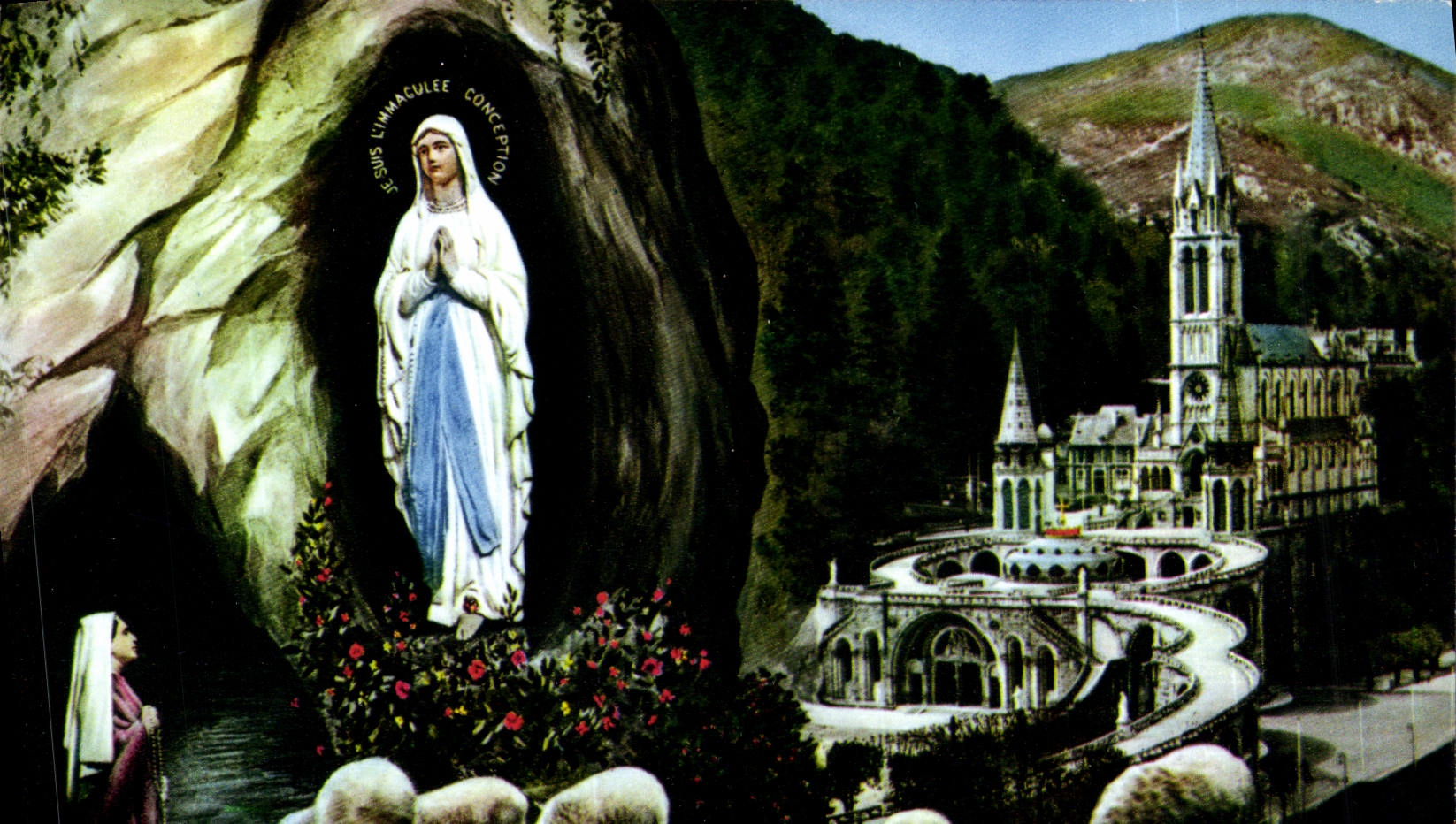 CPM Lourdes La basilique et l'apparition 