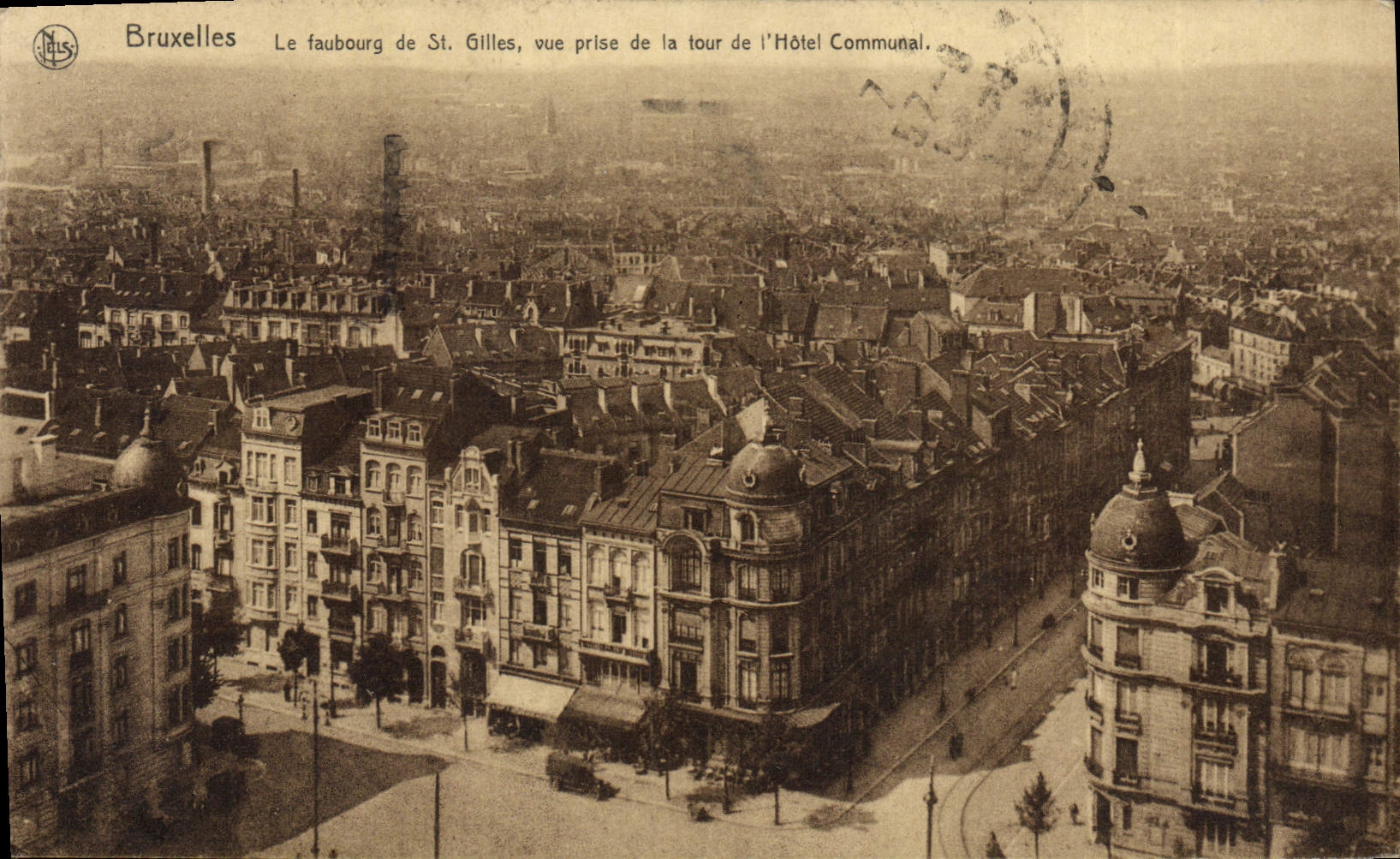 VINTAGE POSTCARD Brussels Faobourg Of St Gilles Seen from of the tower of the Communal hotel