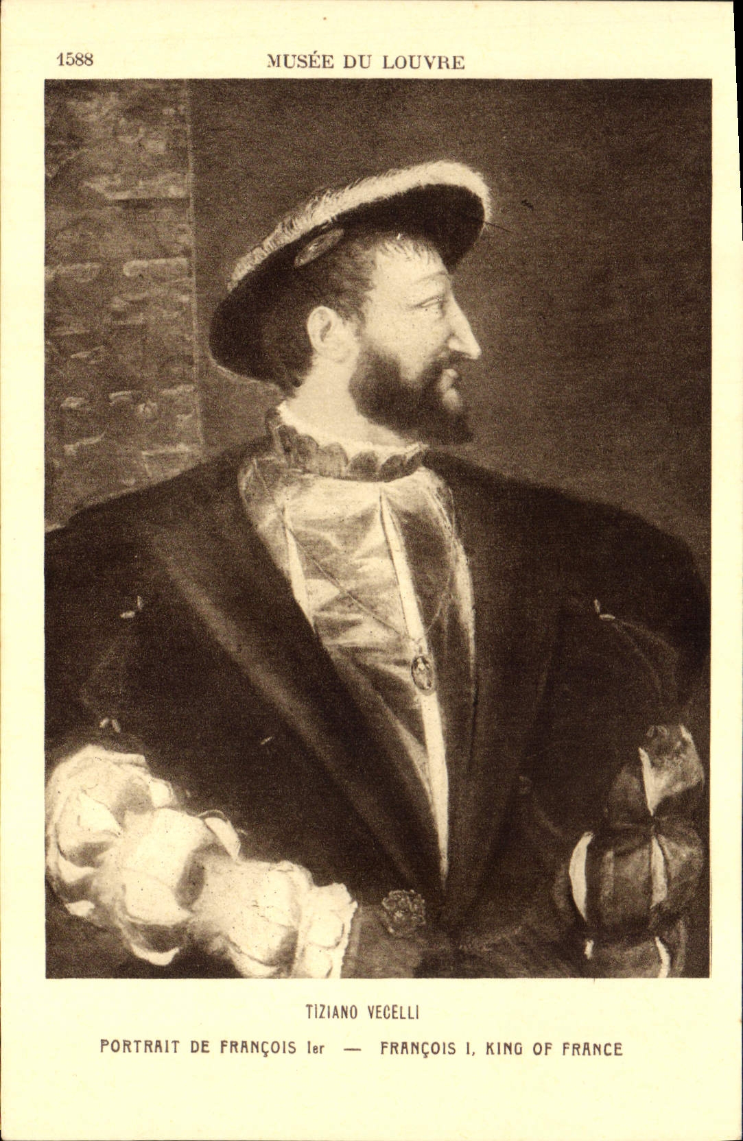 CPA Musee Du Louvre Paris Tiziano Vecelli Portrait de Francois 1er