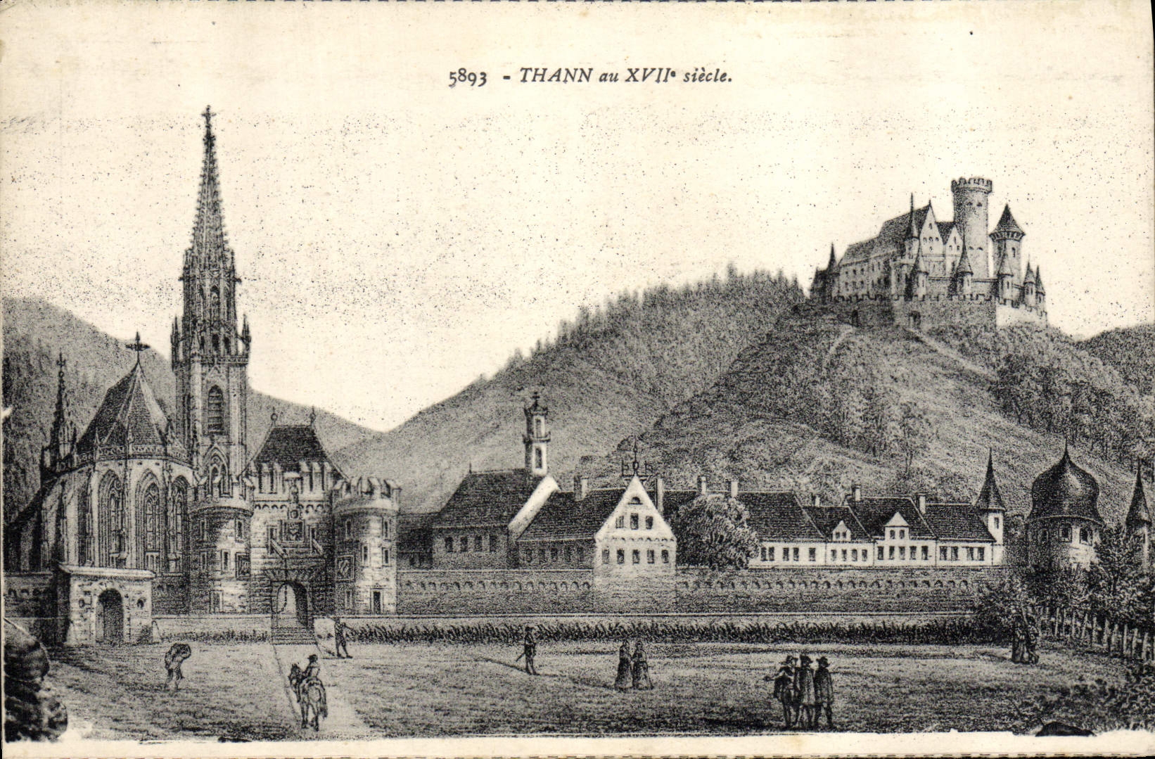 VINTAGE POSTCARD Thann with 17th