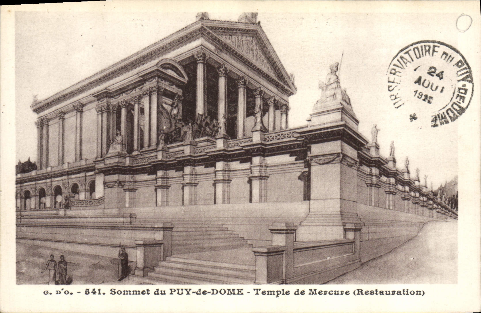 VINTAGE POSTCARD Summit of Puy de Dome Temple of Restauratuion Mercury