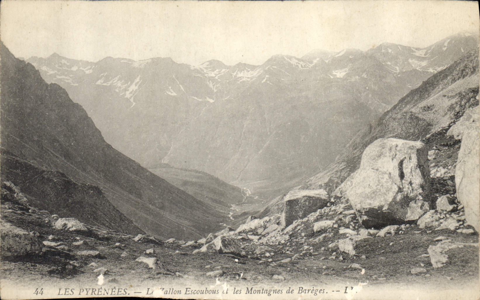 VINTAGE POSTCARD the Pyrenees the Escoubous small valley and mountains of Bareges