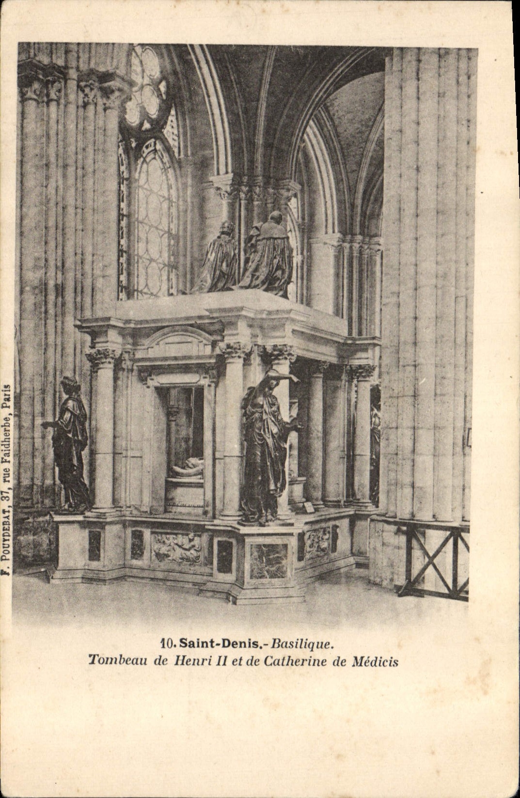 Tumba santa de la basílica de Denis de la POSTAL de la VENDIMIA de Enrique II y Catherine de Medicis
