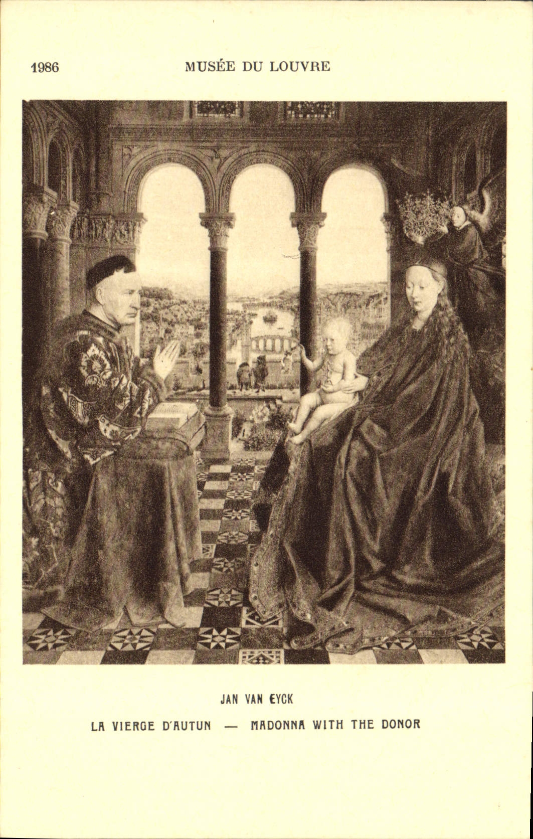 VINTAGE POSTCARD Paris Museum of Louvre the Virgin Of Autun Jan Van Eyck