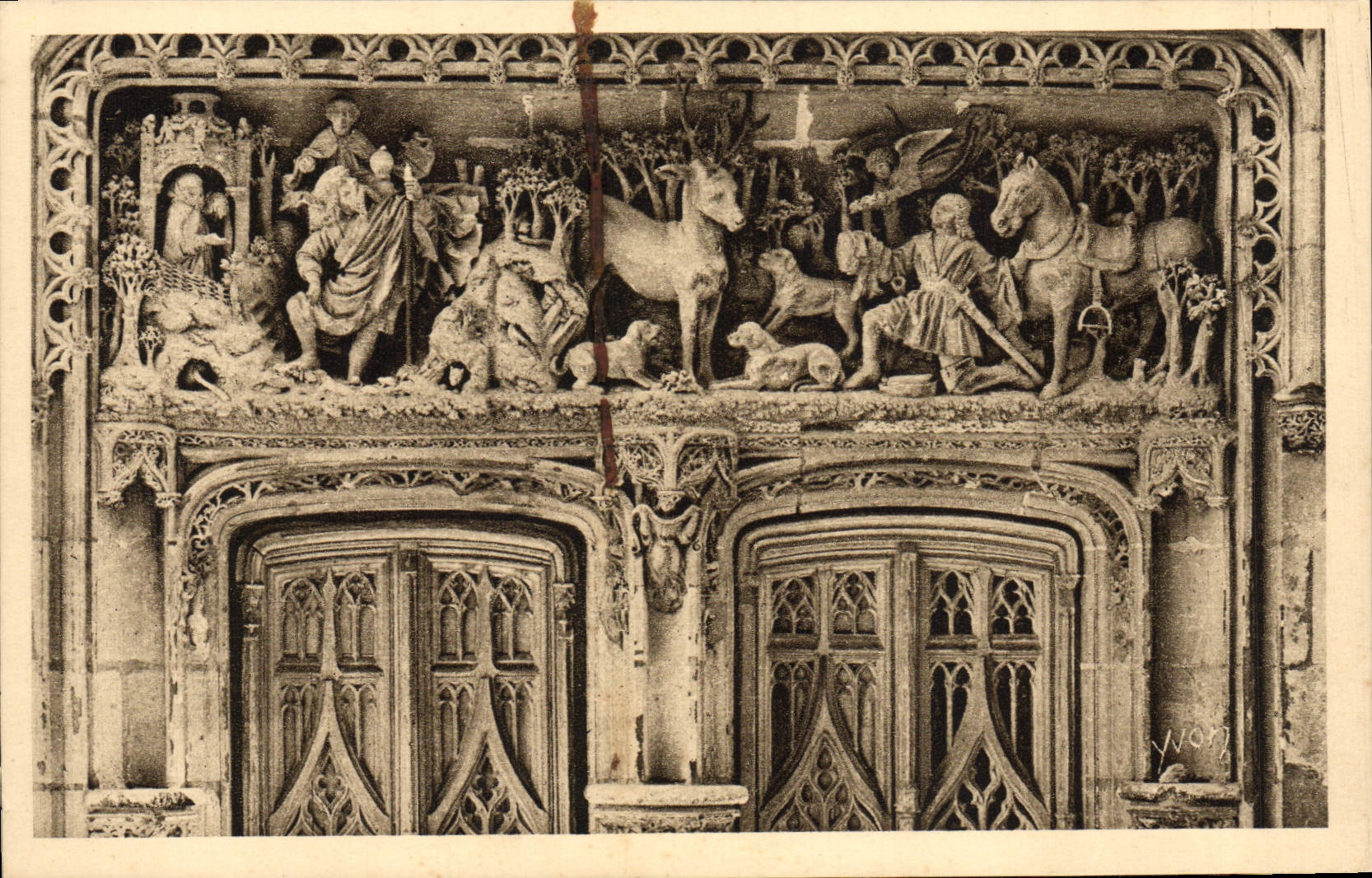 Castillo suave de Francia de la POSTAL de la VENDIMIA del detalle de Amboise de la puerta de la cámara acorazada Huberto Saint