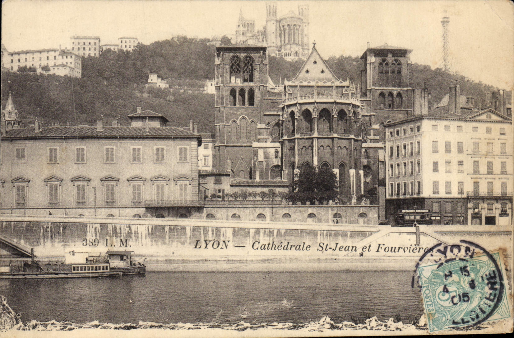 St Jean y Fourviere de la catedral de Lyon de la POSTAL de la VENDIMIA