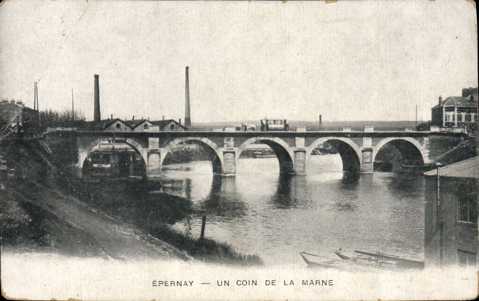 POSTAL Epernay de la VENDIMIA una esquina del pañero de Champán de la publicidad de Marne