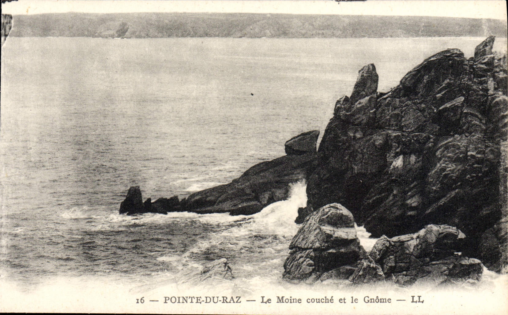 VINTAGE POSTCARD Pointe Of the Strong current the Monk sleeps and the Gnome