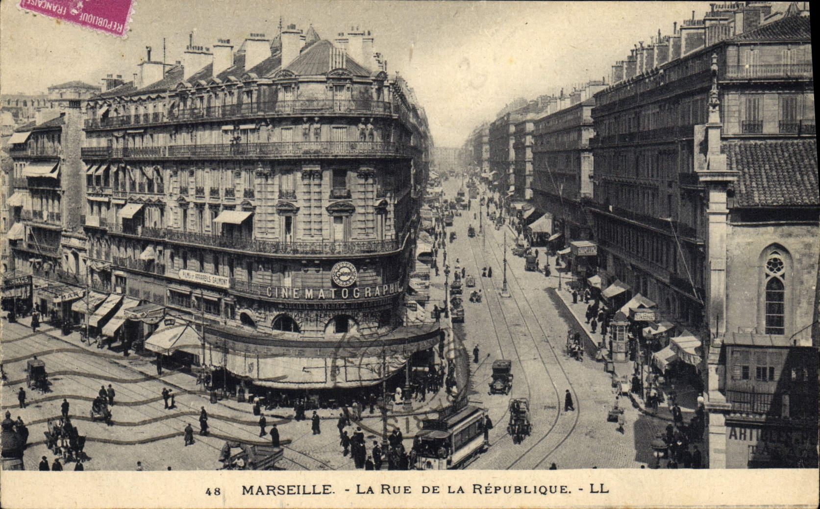 CPA Marseille La Rue de la Republique Cinema Tramway