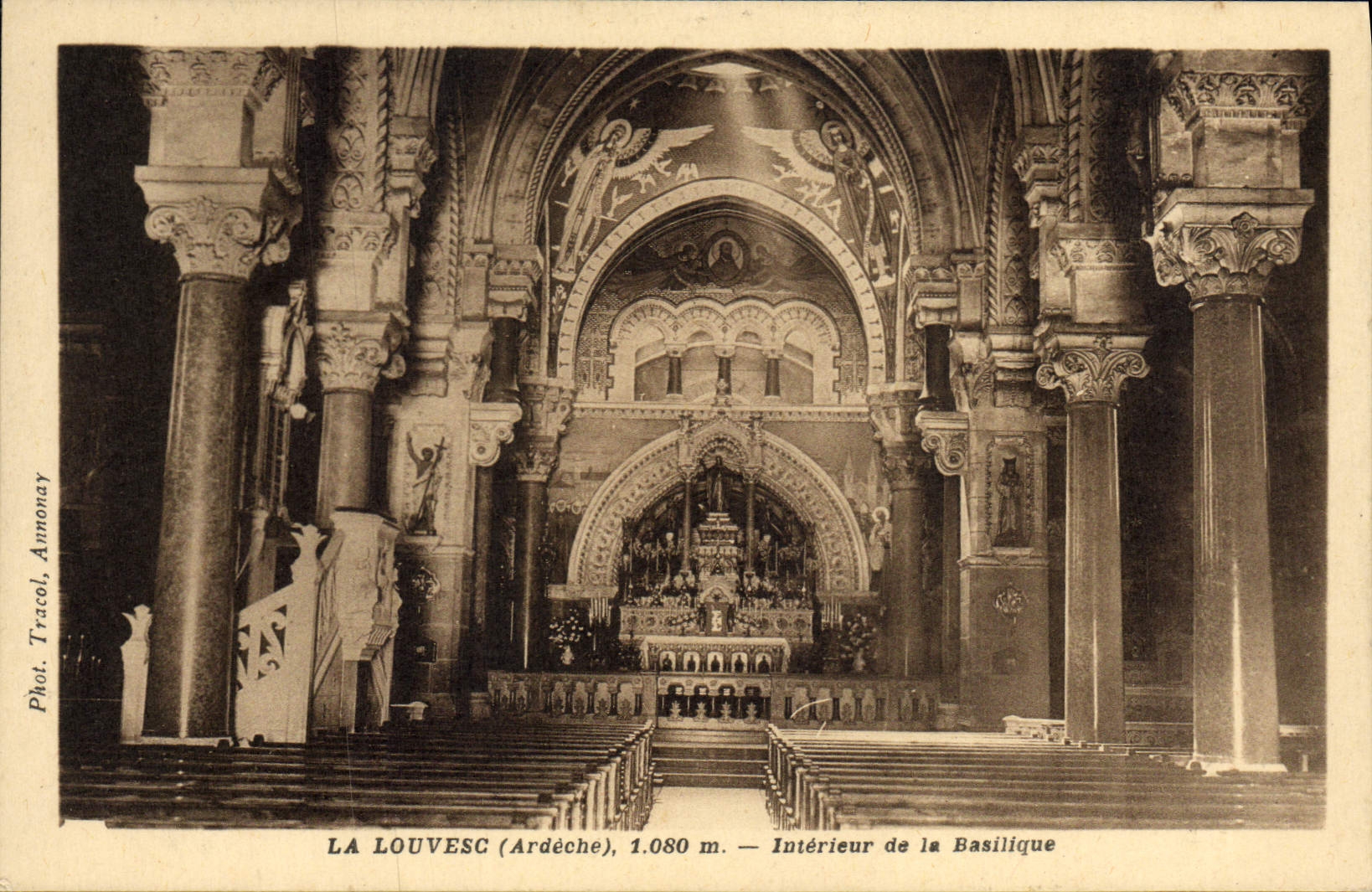 VINTAGE POSTCARD Interior Louvesc of the Basilica