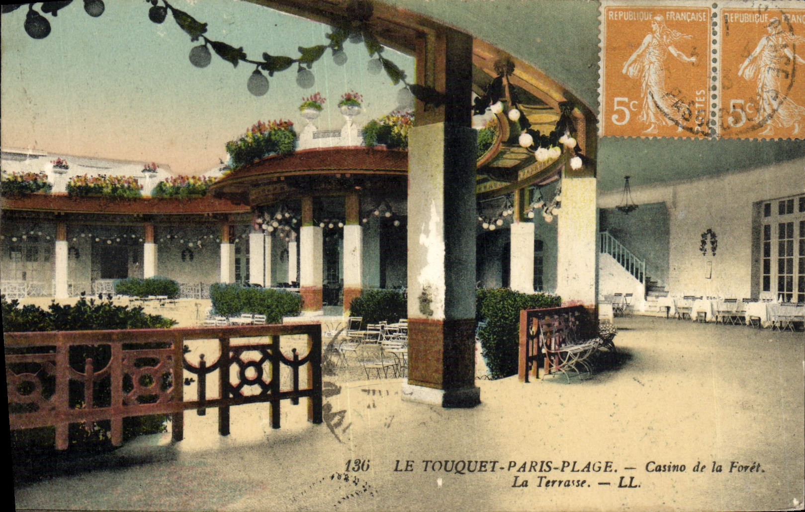 VINTAGE POSTCARD Touquet Paris Beach Casino of the Drill the terrace