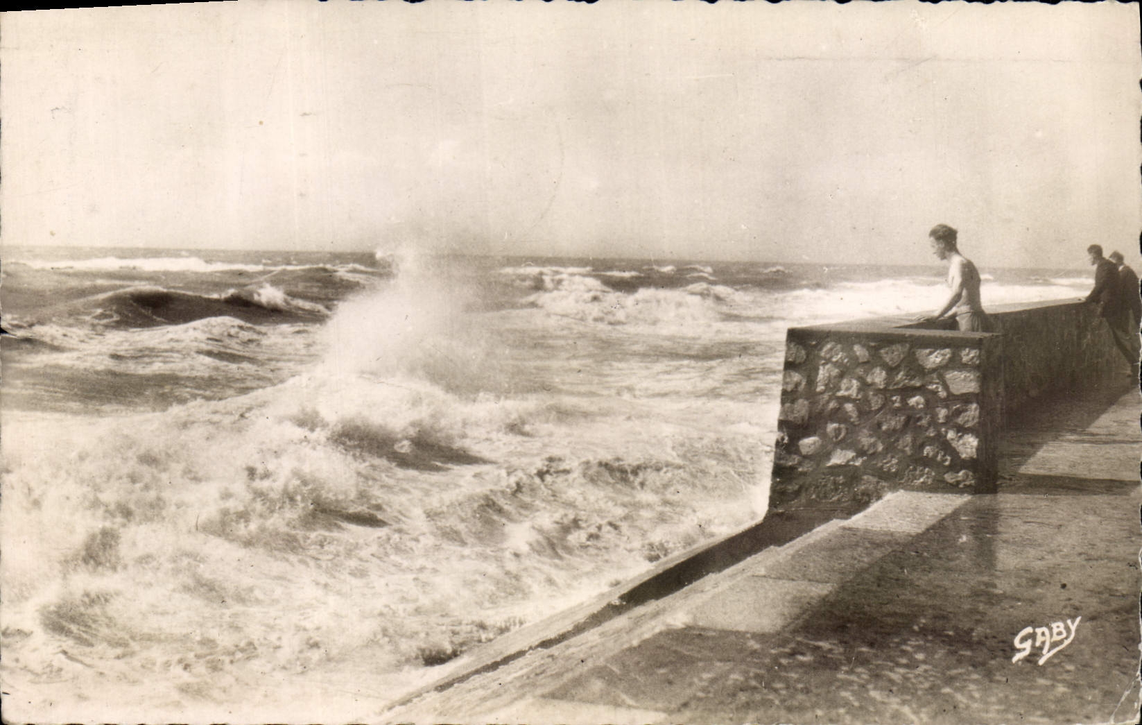 MODERN CARD Berck Beach Sea One Day of storm in bay of Authie