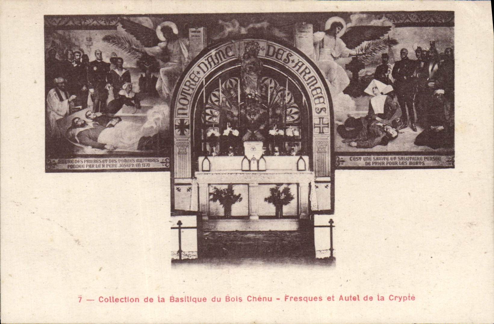Colección de la POSTAL de la VENDIMIA de la basílica de los frescos de madera de Chenu y de Autel de la cripta