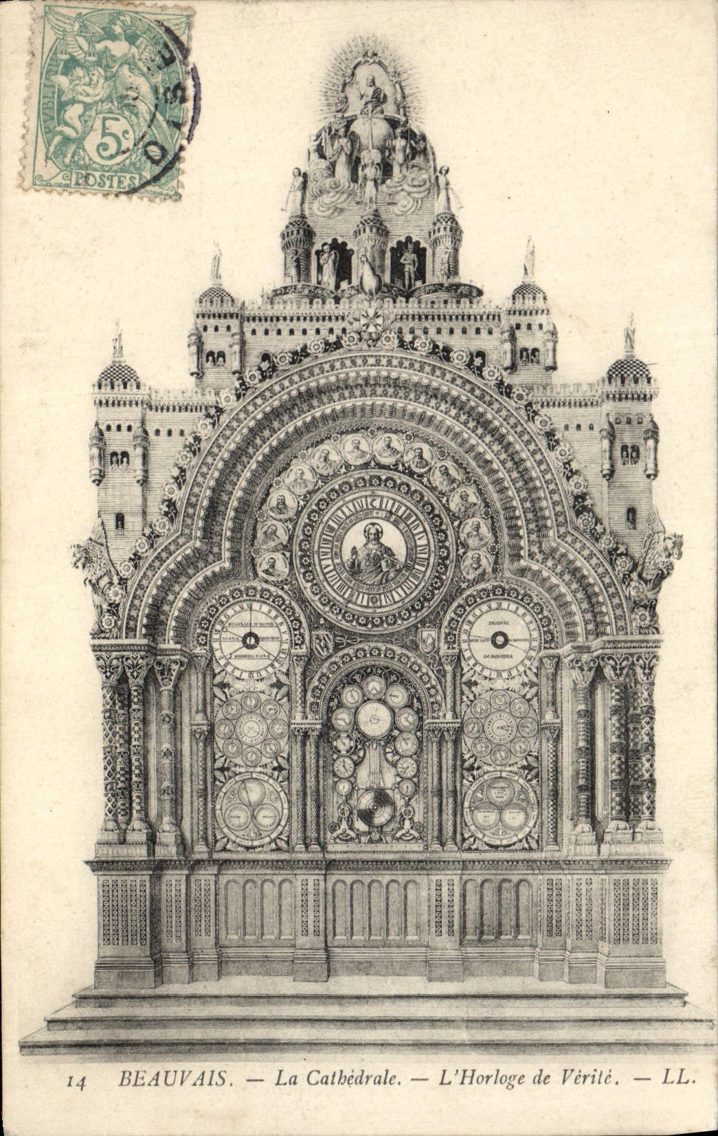 CPA Beauvais La Cathedrale L'Horloge de Verite