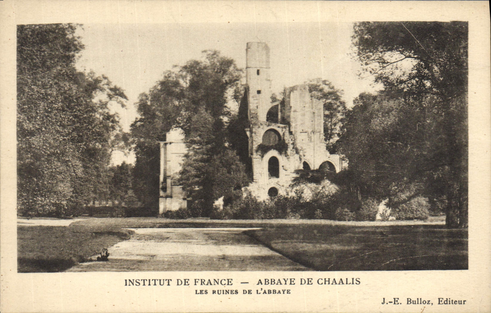 Instituto de la POSTAL de la VENDIMIA de la abadía de Francia de las ruinas de Chaalis de la abadía