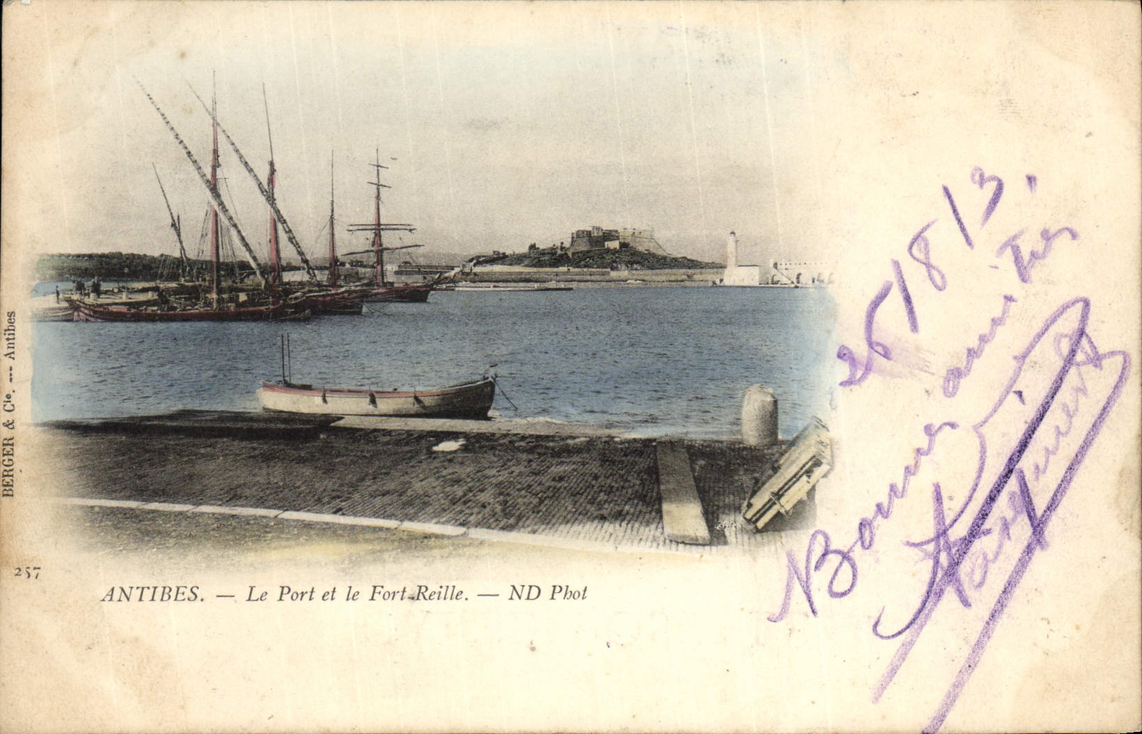 VINTAGE POSTCARD Antibes Strong Reille Sailing Boats