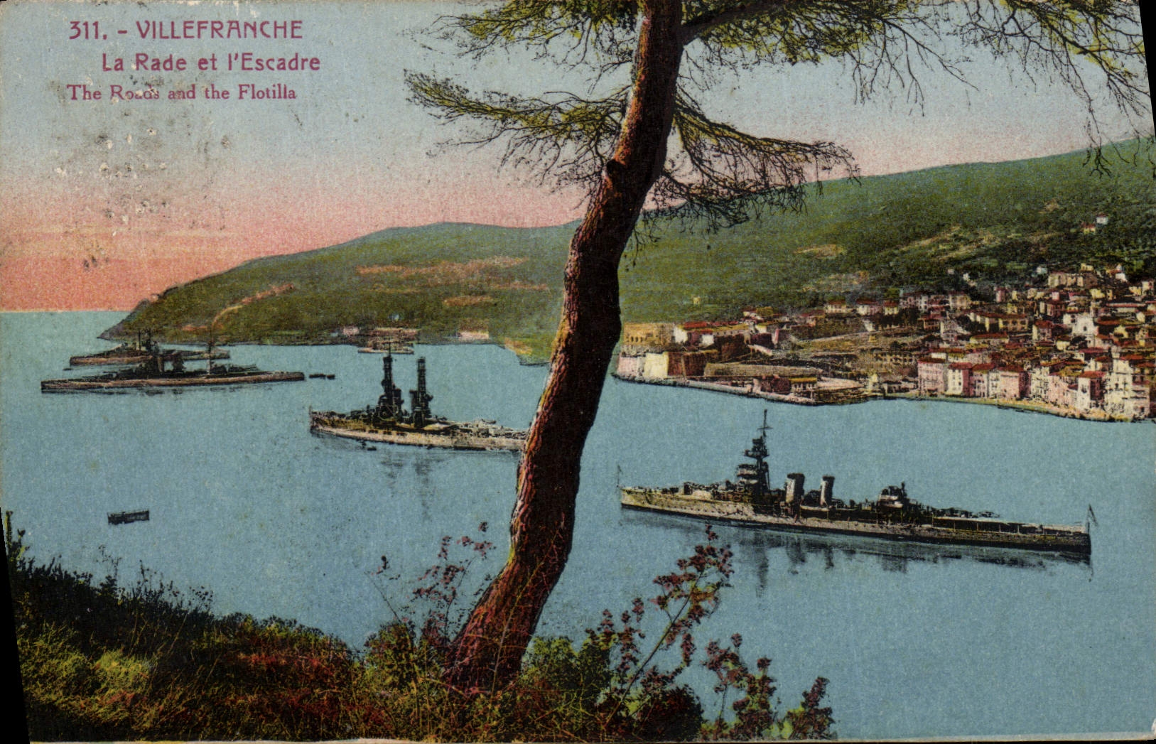 VINTAGE POSTCARD Villefranche Roads and the Squadron Warships