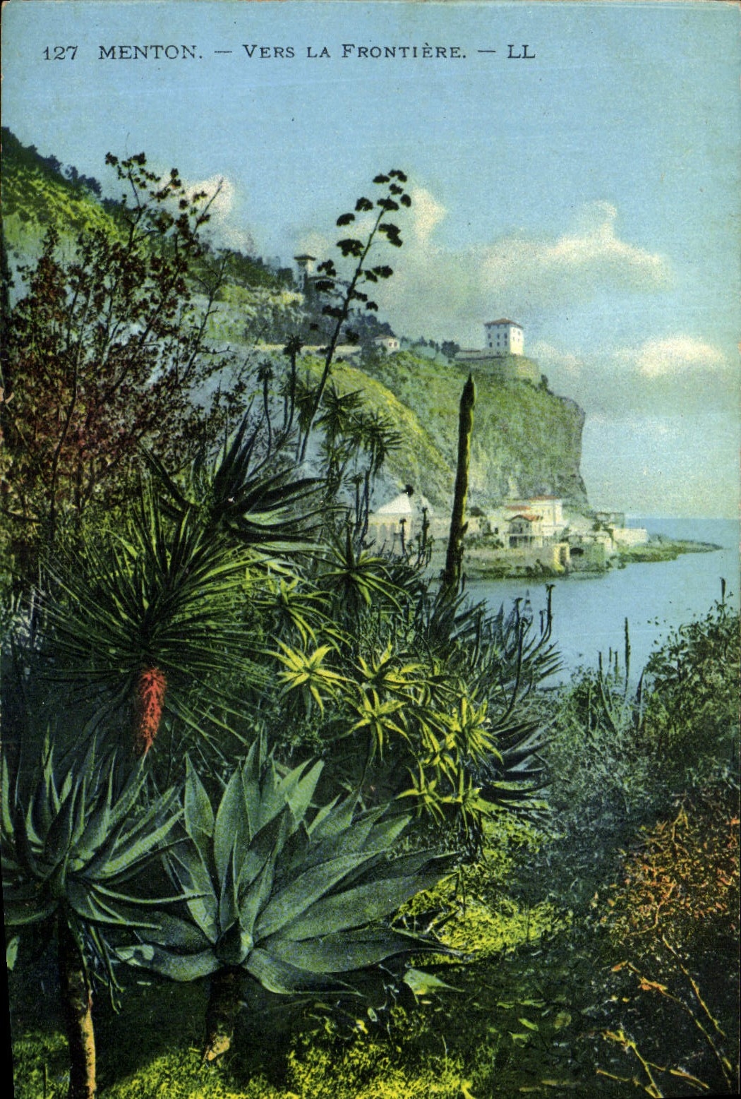 POSTAL de la VENDIMIA Menton hacia la frontera