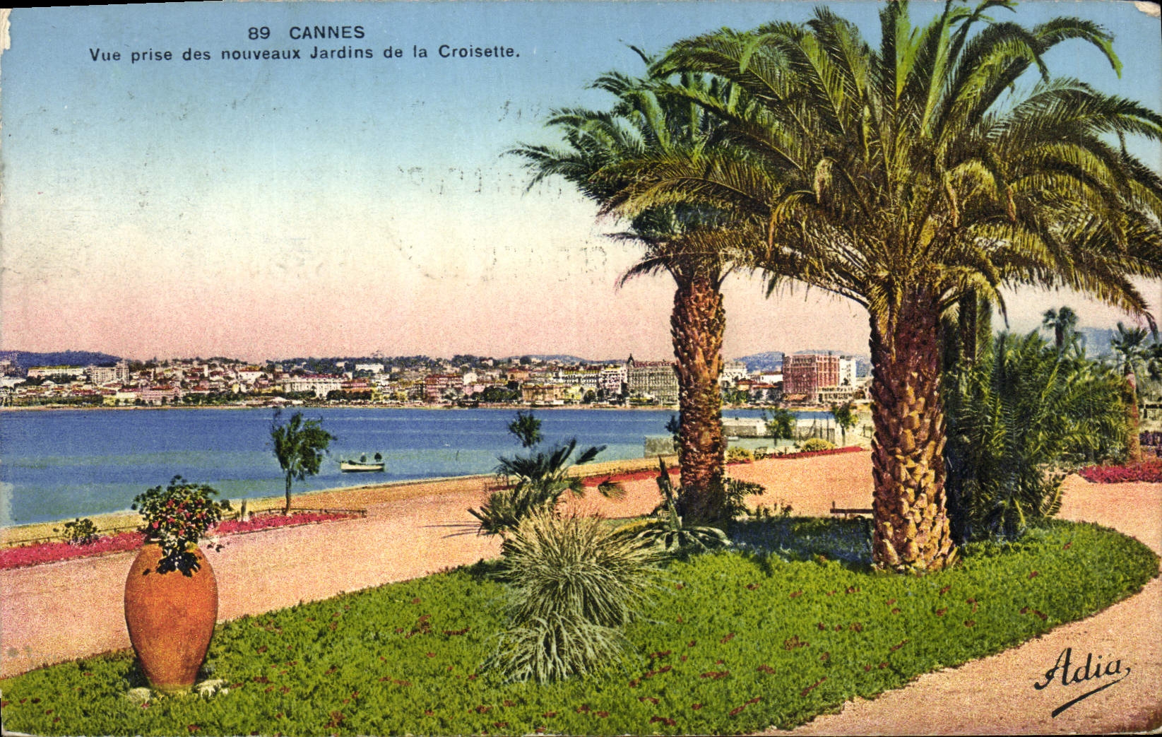 VINTAGE POSTCARD Cannes Seen from of the New Gardens of the Small cross