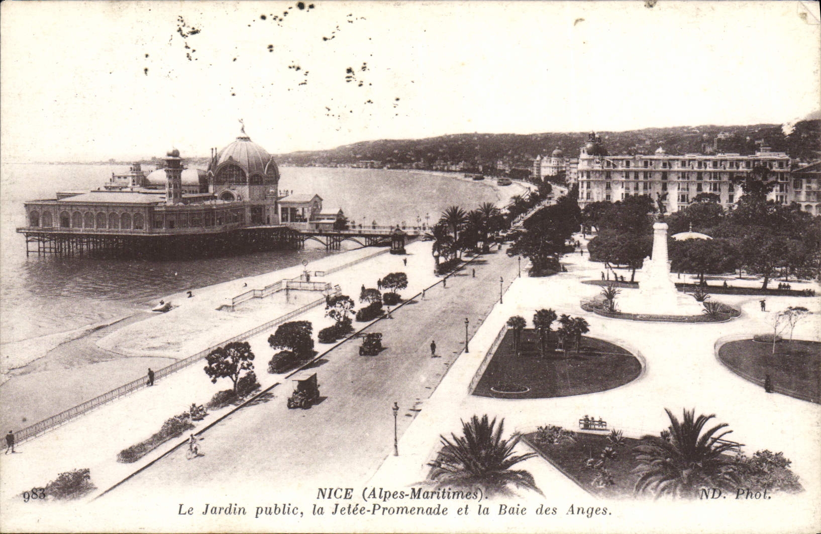 VINTAGE POSTCARD Nice the Public garden the Pier Walk and the Bay of the Angels