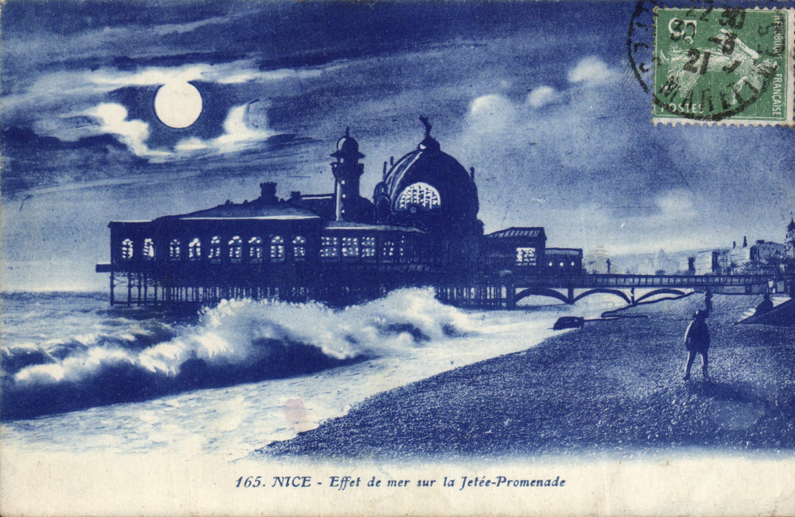 VINTAGE POSTCARD Nice Effect of sea on the Pier Walk