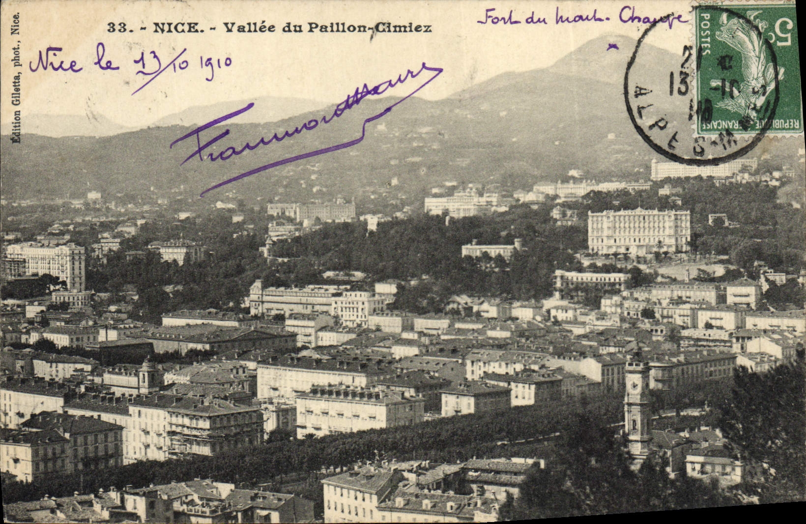 Valle de la POSTAL de la VENDIMIA Niza de la lentejuela de Cimiez