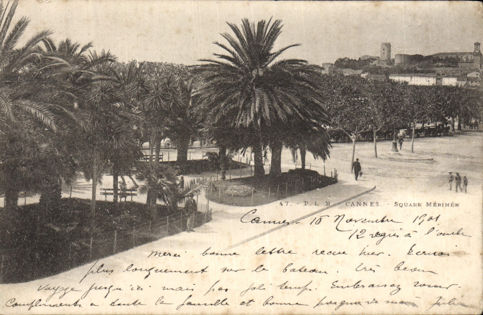 VINTAGE POSTCARD Cannes Merimee Public garden