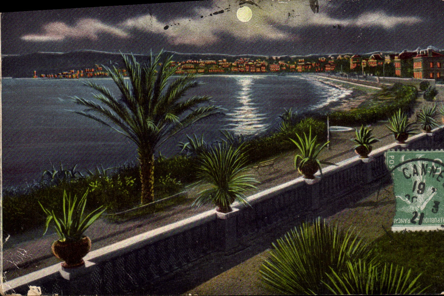 CPA Cannes Vue prise de la Croisette Effet de Nuit