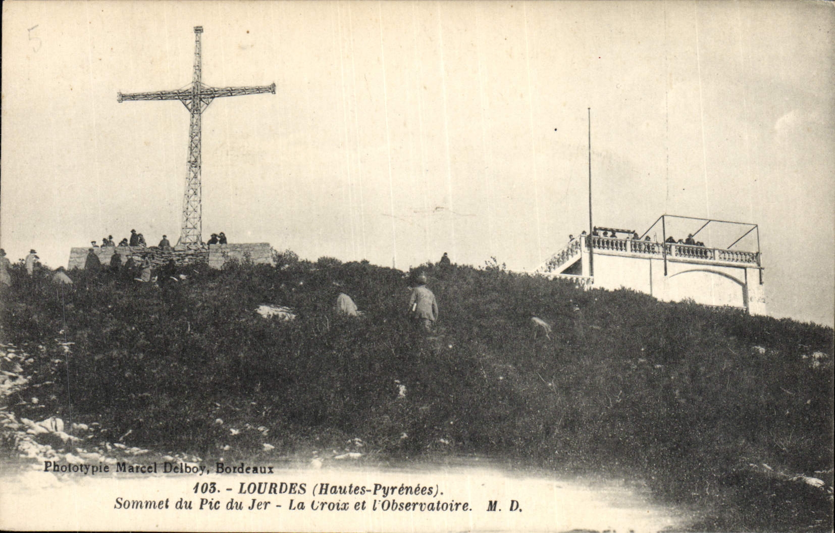 VINTAGE POSTCARD Heavy Summit of the Peak of Jer the cross and the observatory